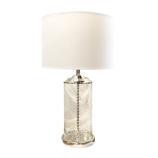 Etched Glass Lamp with Shade