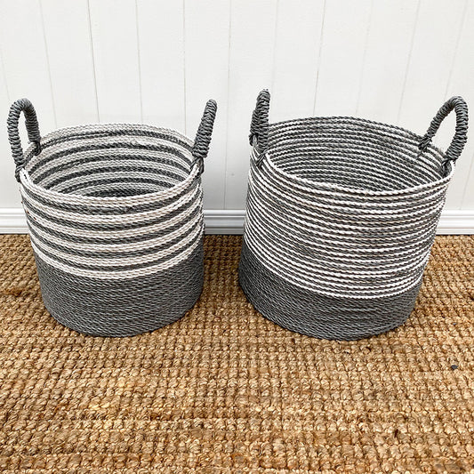 White Grey Basket -2 Sizes