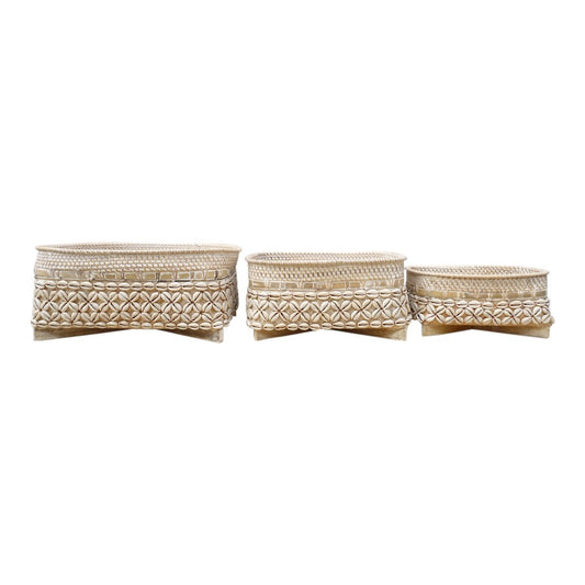 Rectangular Basket With Shells  - 3 Sizes