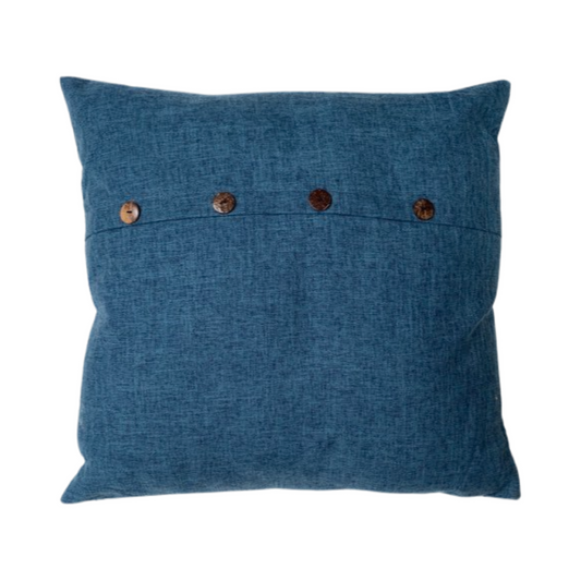 Blue Button Cushion Large