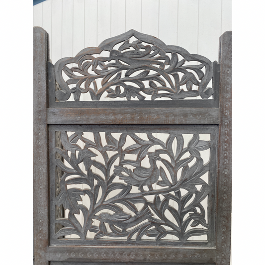 3 Panel Carved Screen Greywash